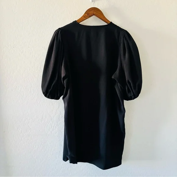 GANNI Black Puff Sleeve Mini Dress Size 42 EU Balloon Sleeve Shift Dress - Picture 7 of 7